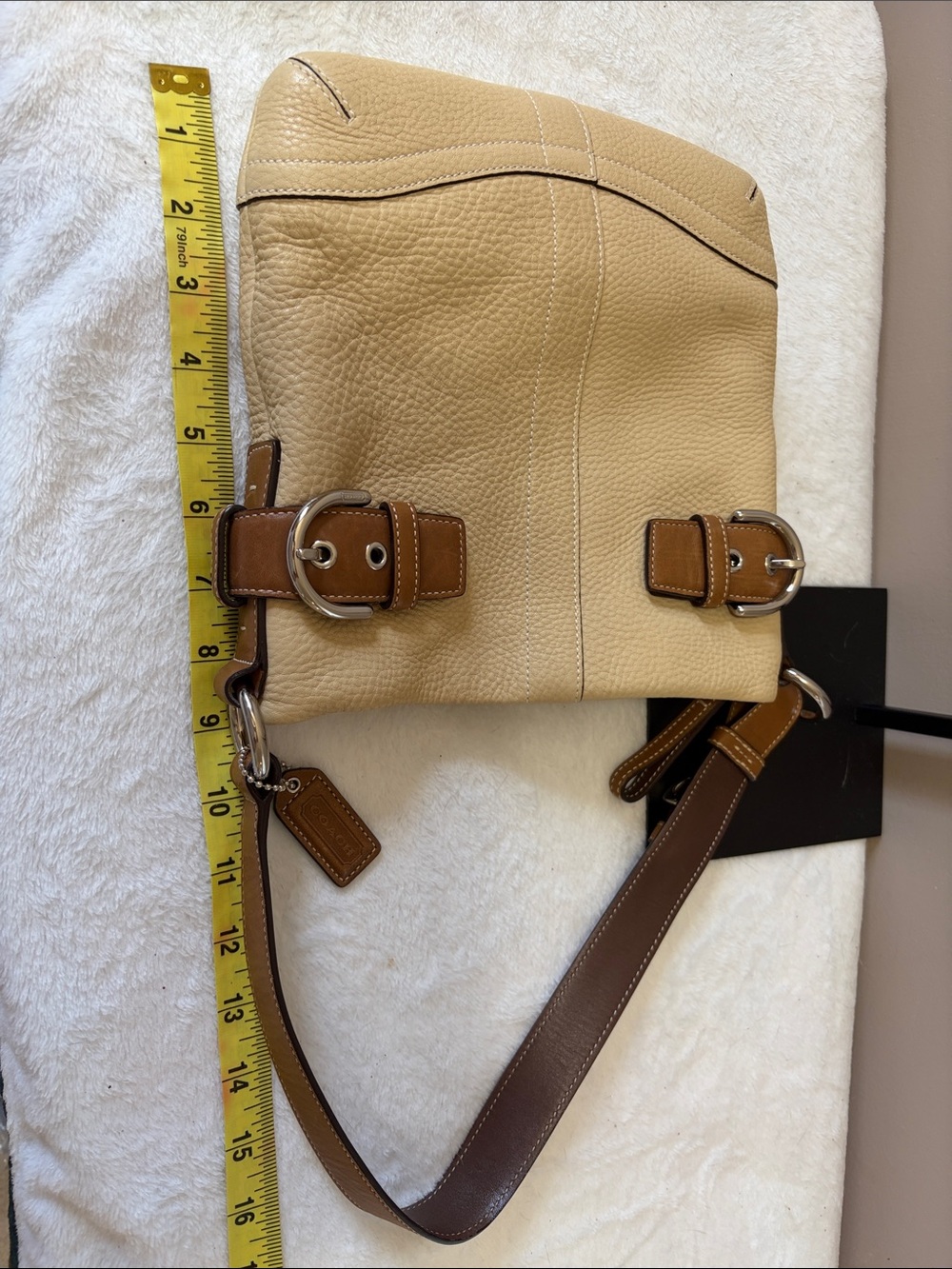 Coach Beige and Brown Leather Shoulder Bag - Picture 14 of 15